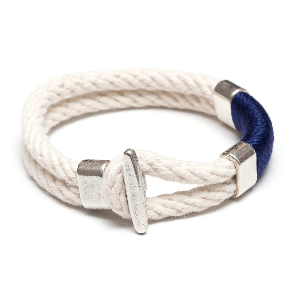 Nautical Ivory & Silver T Bar Cleat Rope Bracelet - Allison Cole Jewelry 7.5